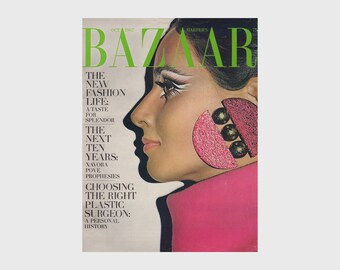 Harper's Bazaar US October 1967 Vintage Fashion Magazine 1960s Retro Birthday Anniversary Christmas Gift Present Photos Ads Advertisements