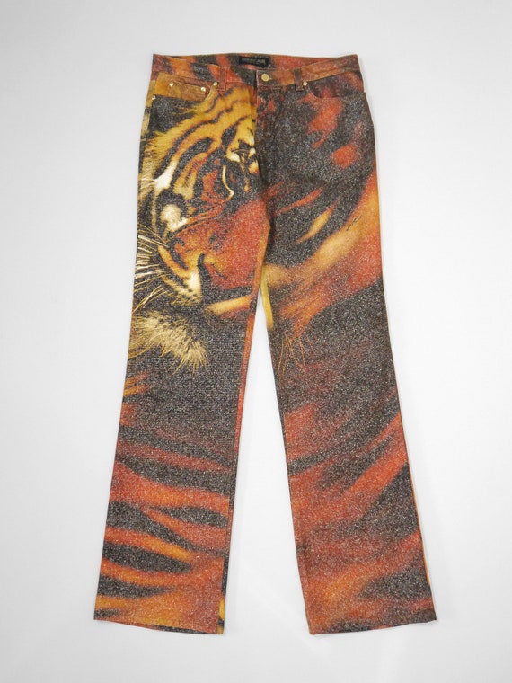 ROBERTO CAVALLI Fall 2000 Vintage Tiger Print Den… - image 2