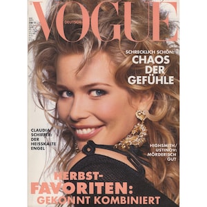 VOGUE GERMANY September 1992 Vintage Fashion Magazine 1990s Retro Birthday Anniversary Christmas Gift Present Photos Ads Advertisements