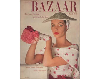 Harper's BAZAAR VS maart 1953 vintage modetijdschrift jaren 50 retro verjaardag verjaardag kerstcadeau aanwezig foto's advertenties advertenties