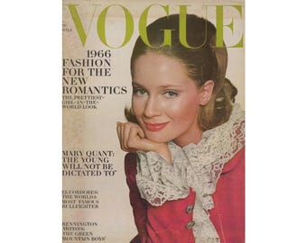 VOGUE US 1 de agosto de 1966 Revista de moda vintage Años 60 Retro Cumpleaños Aniversario Regalo de Navidad Presente Jane Birkin Fotos Anuncios