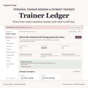 Personal Trainer Session Tracker App with Package Balances and Payment Log Download