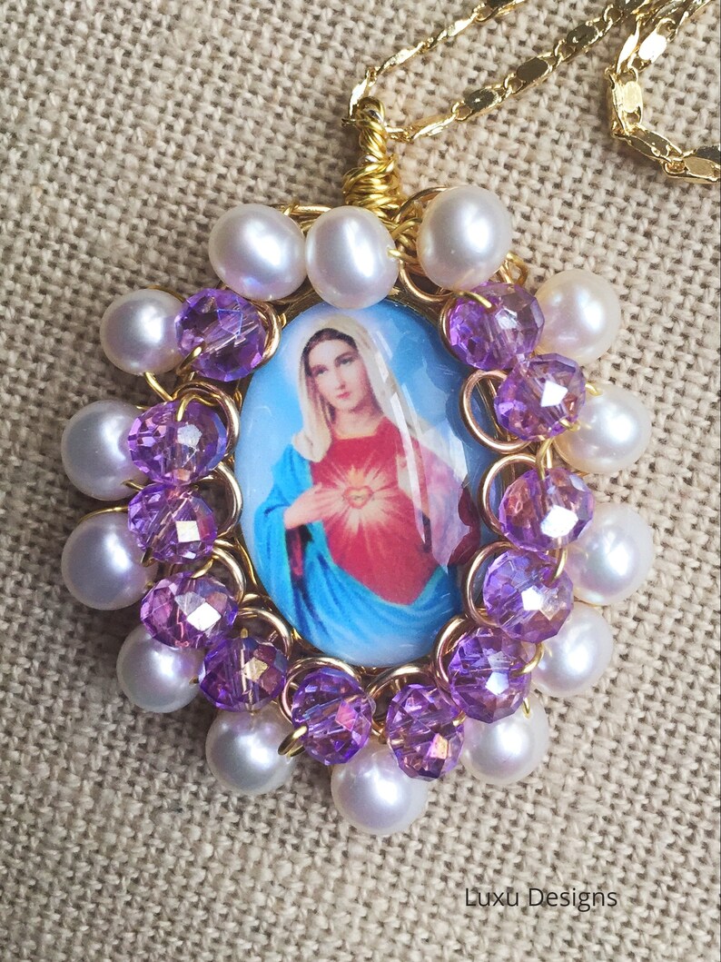 Immaculate Heart of Mary Necklace Etsy