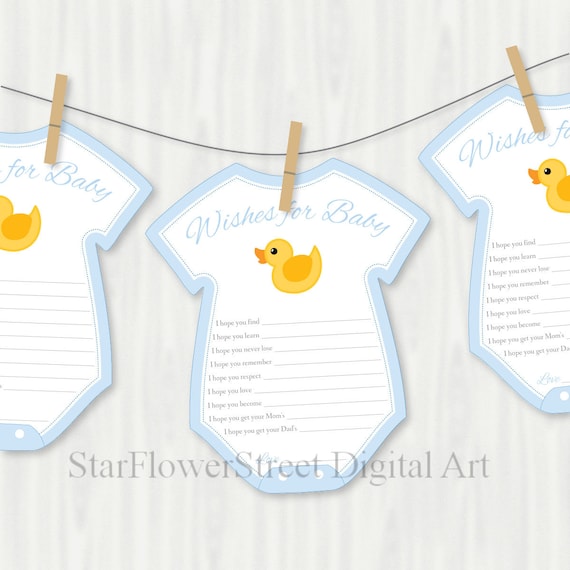 Duck Baby Shower Decorations Wishes For Baby Blue Yellow Etsy