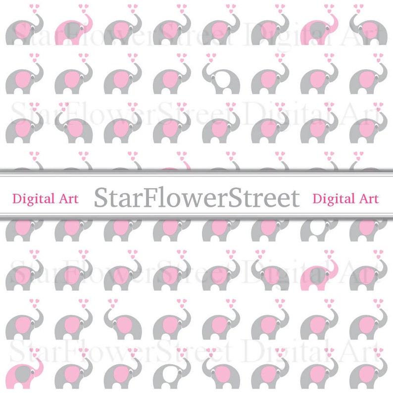 Pink Elephant Printable Scrapbook Paper Digital | Etsy