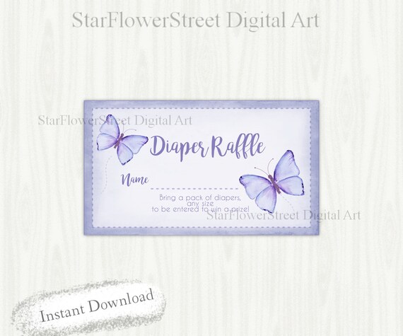 Red Butterfly Diaper Raffle watercolor classic lavender incorporate card ticket lady kid shower card printable instantaneous down load match photograph relating to Baby Shower Card Printable named Red Butterfly Diaper Raffle watercolor basic lavender include card ticket female youngster shower card printable prompt obtain recreation