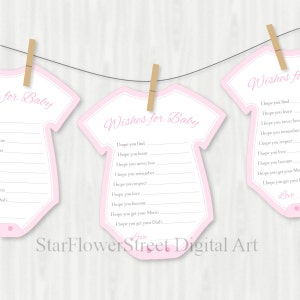 Wensen voor baby, meisje, roze, lieve baby, babyshower, spelletjes, uitknippen, kaart, afdrukbaar, digitaal, doe-het-zelf, decoratie, advies, instant download,