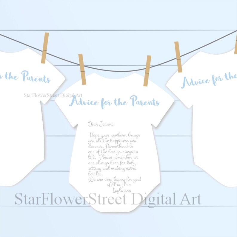 Advice For Parents Printable Baby Shower Card Cut Outs Boy Etsy