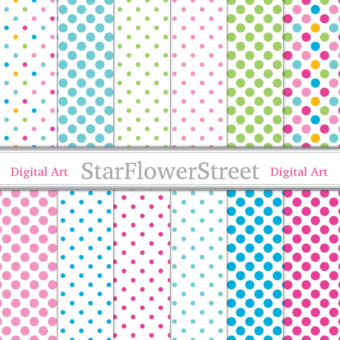 Polka Dot Digital Paper Instant Download Scrapbook Etsy