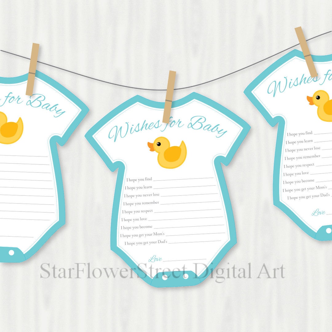 Rubber Ducky Baby Shower Decorations Wishes for Baby Turquoise Blue ...