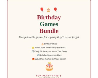Lot de jeux d'anniversaire à imprimer, 5 jeux pour fêter un anniversaire, Qui connaît le mieux la personne dont c'est l'anniversaire ?, Pictionary avec des émojis (tribal), Téléchargement PDF instantané
