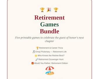 Ensemble de jeux de retraite à imprimer, 5 jeux pour une fête de départ à la retraite, Qui connaît le mieux le retraité ?, Pictionary d'émojis (tribal), Téléchargement PDF instantané