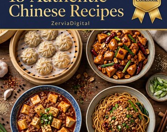 Libro de cocina con 15 recetas chinas auténticas: pollo Kung Pao, tofu Mapo y empanadillas (descarga digital).