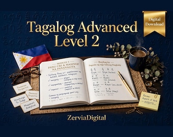 Fiches d'exercices de tagalog niveau 2, activités avancées en philippin, lecture bilingue (téléchargement numérique)