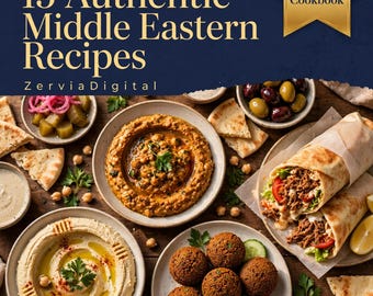 Middle Eastern Cookbook PDF: 15 Recipes — Hummus, Falafel, Shawarma, Knafeh | Arabic Food Ebook Download