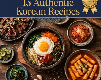 Livre de cuisine coréenne (PDF) : 15 recettes authentiques — Bibimbap, Bulgogi, Kimchi Jjigae, Tteokbokki | Téléchargement numérique