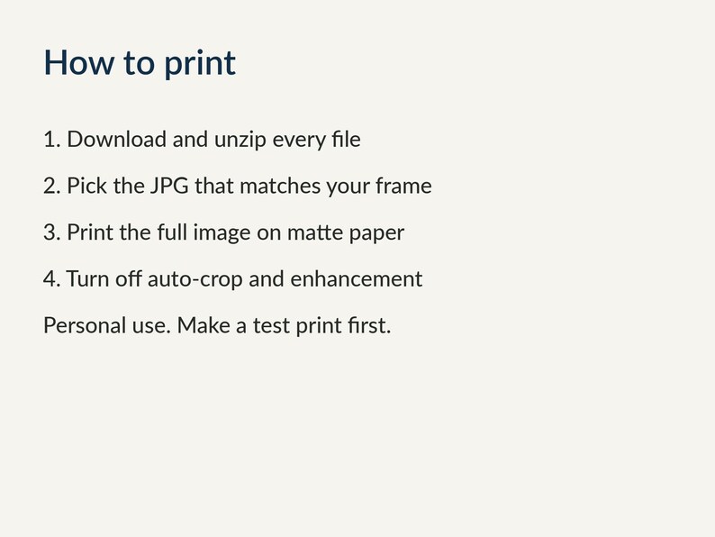 Printing guide for the set