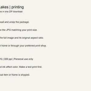 Printing guide for the Rae Lakes digital download