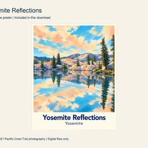 Yosemite Reflections place-name poster with a cream border