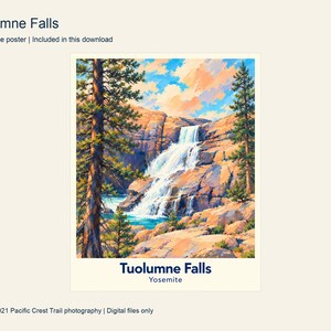 Tuolumne Falls place-name poster with a cream border