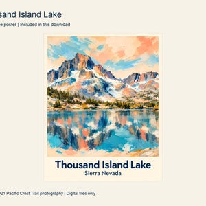 Thousand Island Lake place-name poster with a cream border