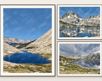 Sierra Nevada See-Kunstdrucke-Set, Gouache-Stil, Pacific Crest Trail (Digitaler Download)