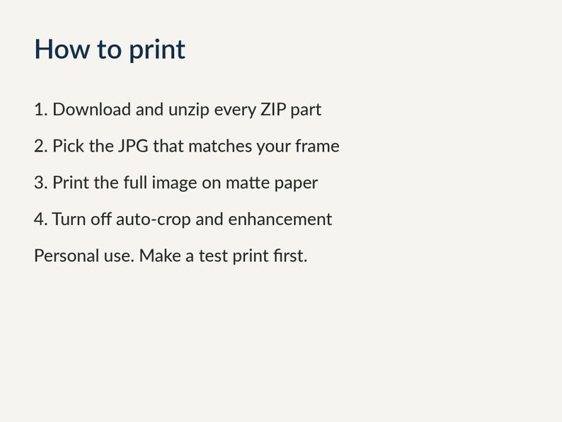Printing guide and file list for the set