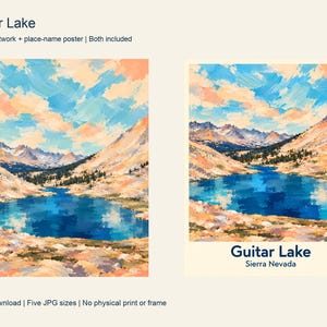 The colorful Guitar Lake artwork next to its place-name poster, both included in the download