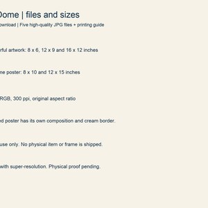 List of the five Half Dome JPG files and their print sizes