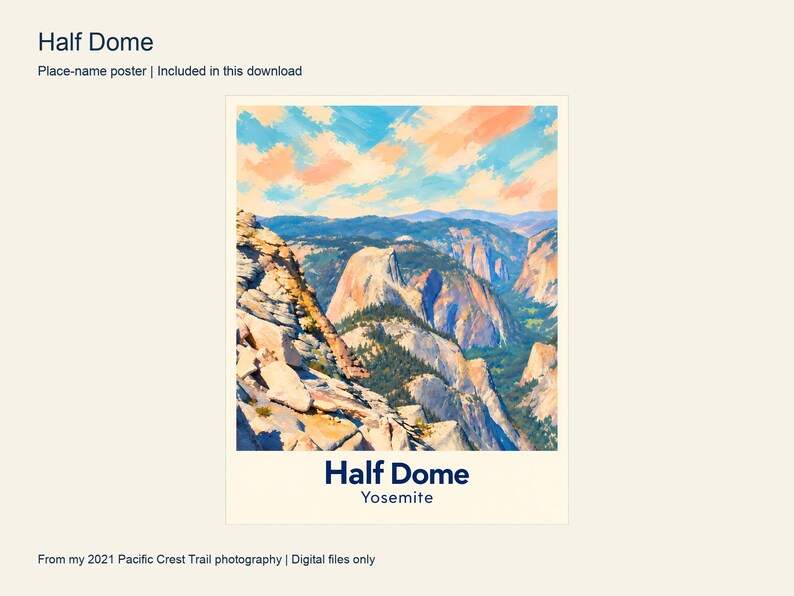 Half Dome place-name poster with a cream border