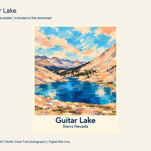 Guitar Lake place-name poster with a cream border