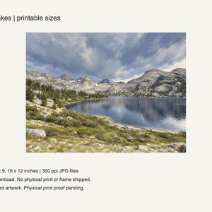 Rae Lakes print with its three included sizes, 8x6, 12x9 and 16x12 inches