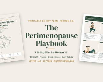 Perimenopause Symptom Tracker and 28 Day Plan for Women 35+, Strength, Sleep, Printable PDF