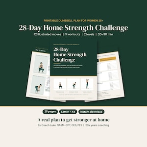 28 Day Dumbbell Workout Challenge for Women, Printable Full Body Strength Training Plan PDF