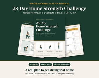 28-Tage-Hantel-Workout-Challenge für Frauen, druckbarer Ganzkörper-Krafttrainingsplan (PDF)
