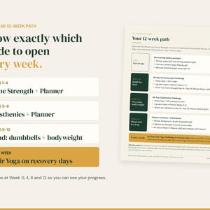Women's Home Workout Bundle, Dumbbell, Calisthenics, Chair Yoga Challenges, Printable Fitness Planner PDF image 3