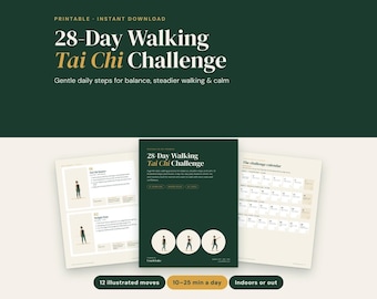 28 Day Walking Tai Chi Challenge for Women, Printable Balance Walking Plan PDF