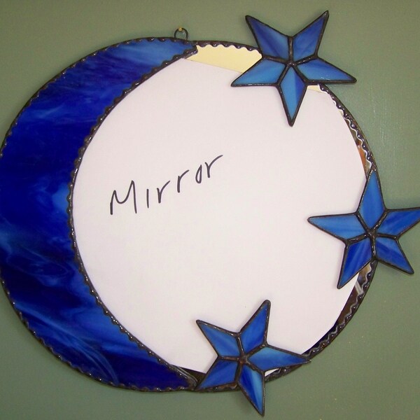 Stained Glass Moon and Stars Mirror