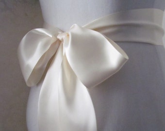 Cream Satin Ribbon Sash / Double face satin Sash /  DIY Sash /