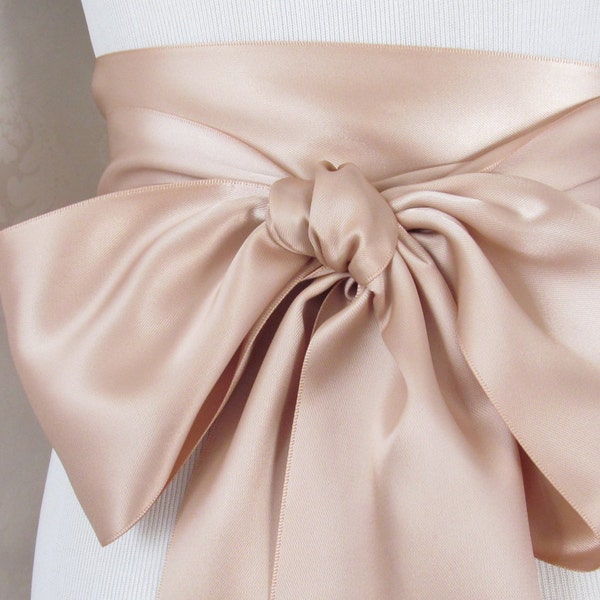 Tan Bridal Sash / Double Face Sash  Ribbon /  Ribbon Sash /  12ft / 9ft / 6 ft sash