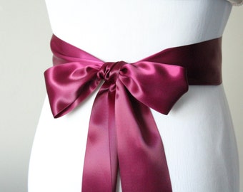 Sangria Satin Ribbon Sash / Double face satin Sash / DIY Sash / 12ft sash / 9ft sash / 6ft sash