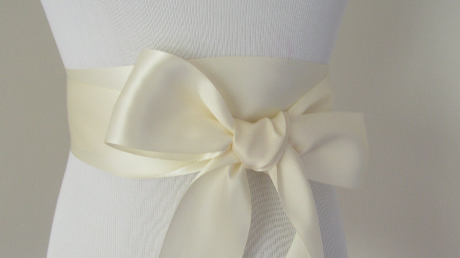 Ivory Double Face Sash Ribbon /  Ribbon Sash /  Diy bridal sash / 12f…