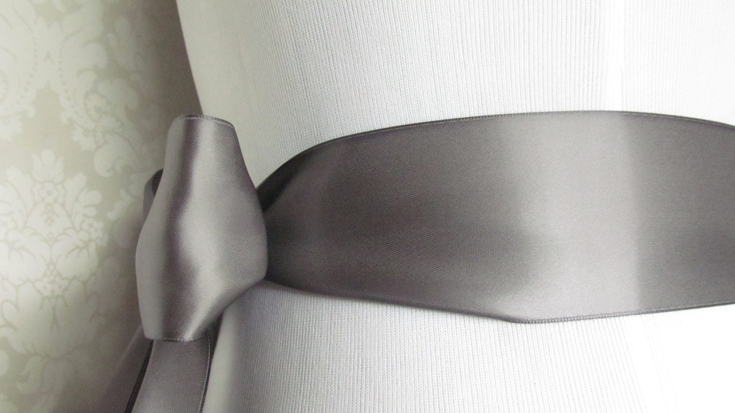 Pewter Bridal Sash / Satin Ribbon Sash / Double face satin Sash /  DI…