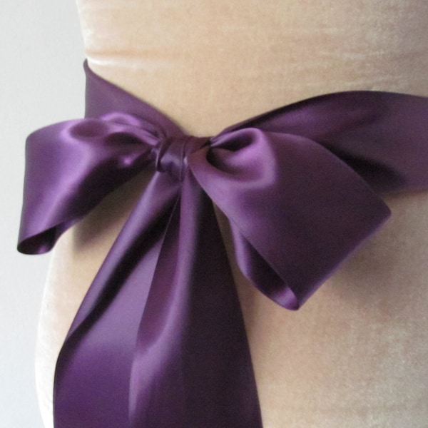 Aubergine Bridal Sash / Double Face Sash  Ribbon /  Ribbon Sash /  DIY sash