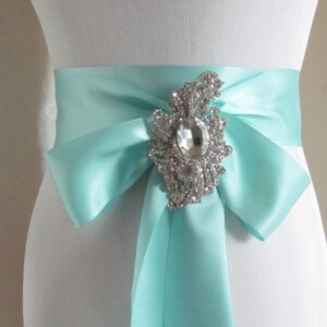 Aqua Bridal Sash / Double Face Sash Ribbon / Ribbon Sash / 12ft Sash ...