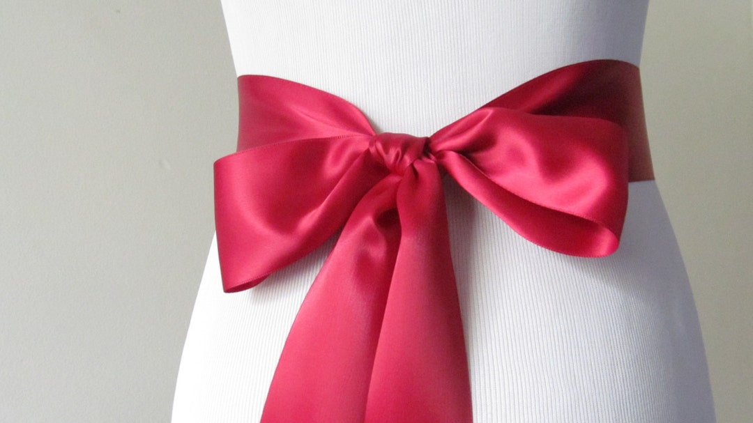 Sash Cloth Ribbon Brick Red Bridal Sash / Double Face Sash Ribbon / Ribbon Sash / 12ft ...