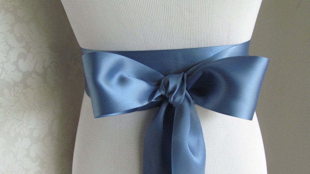 Smoke Blue Double Face Sash Ribbon / Ribbon Sash / 12ft Sash / 9 Ft ...