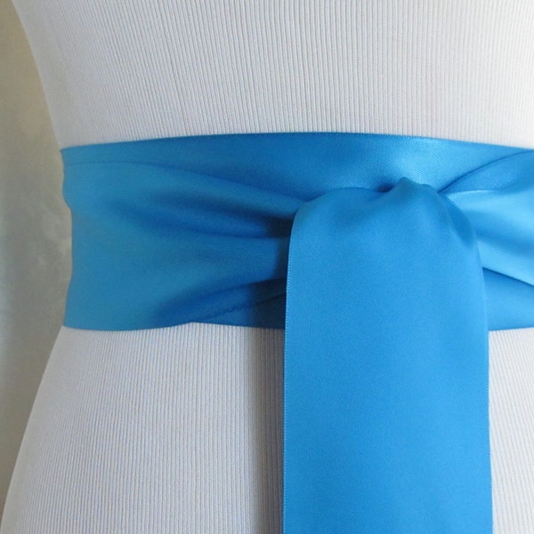 Aegean Blue Bridal Sash / Simple Ribbon Sash /  Satin Sash / DIY sash /  12 ft sash / 9 ft sash / 6 ft sash