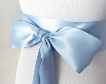 French Blue Bridal Sash / Double Face Sash  Ribbon /  Ribbon Sash /