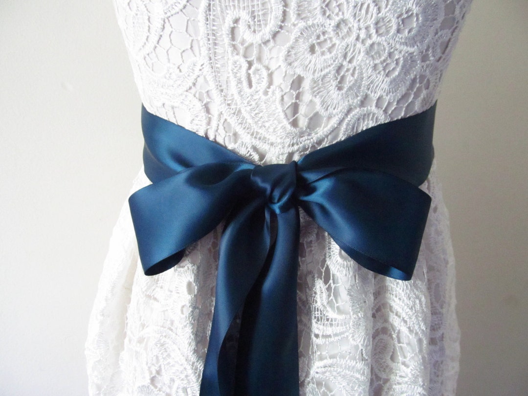 Military Blue Bridal Sash / Double Face Sash Ribbon / Satin Ribbon Sash ...